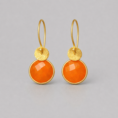 Carnelian Gemstone Earrings in Gold Vermeil