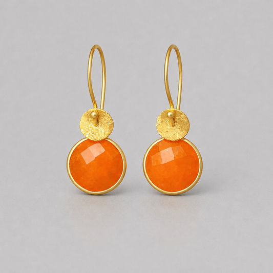 Carnelian Gemstone Earrings in Gold Vermeil