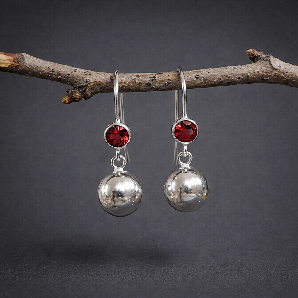 Sterling Silver Gemstone Dangle Earrings Amethyst Citrine Garnet Peridot