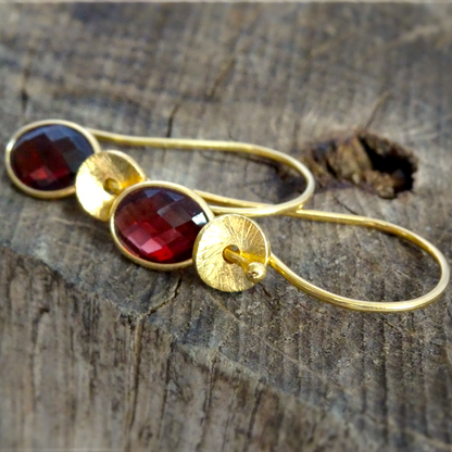 24k gold vermeil and garnet earrings.