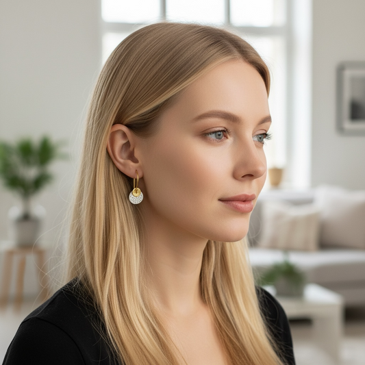 Two tone disc earrings