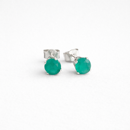 Green onyx sterling silver stud earrings.