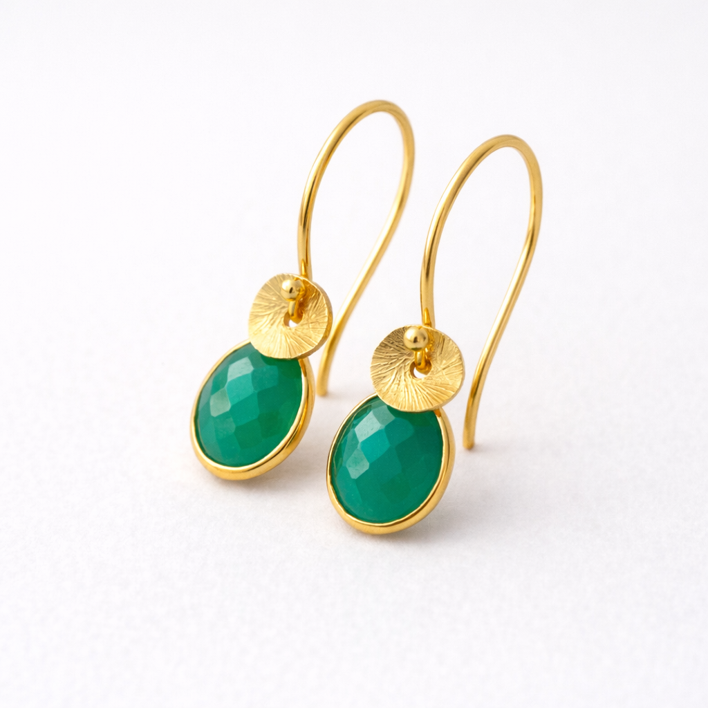24k gold vermeil and green onyx earrings.