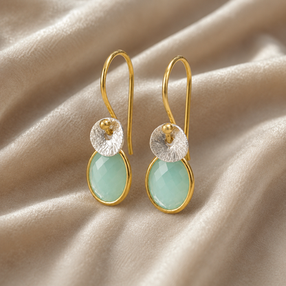 Two Tone Gold Vermeil & Sterling Silver Amazonite Earrings