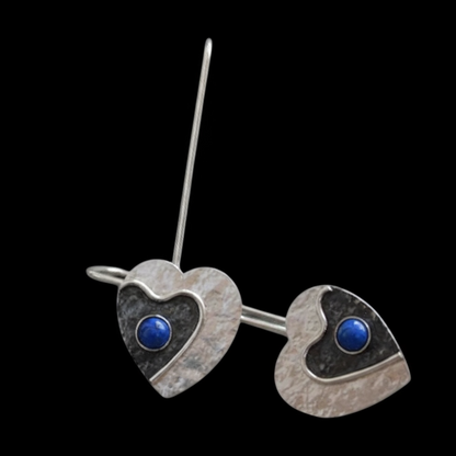 Lapis lazuli sterling silver heart earrings.