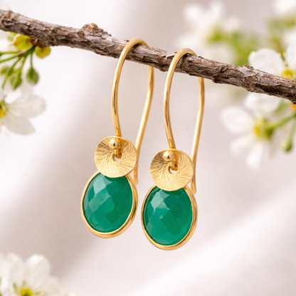 24k gold vermeil and green onyx earrings.