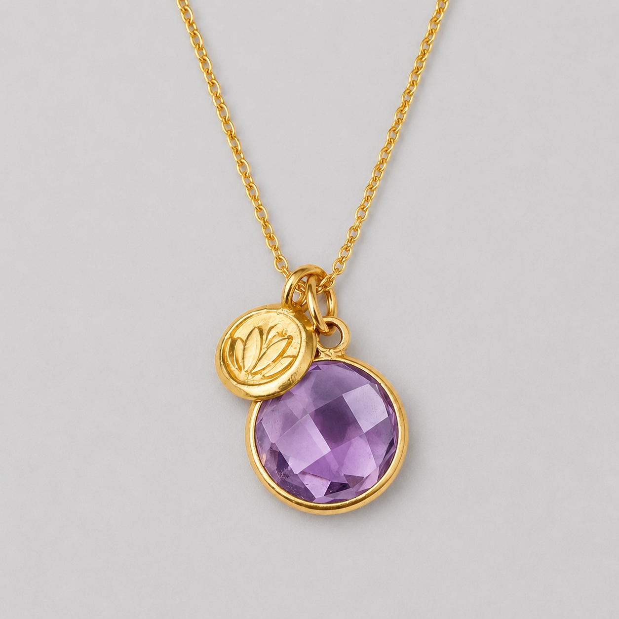Lilac Amethyst Lotus Necklace | 24k Gold Vermeil | Sterling Silver