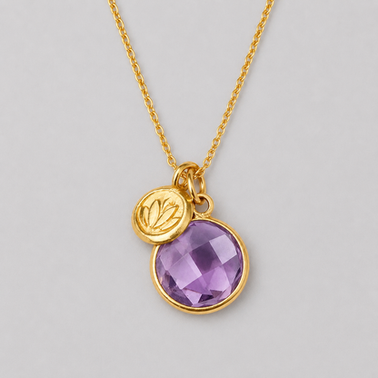 Lilac Amethyst Lotus Necklace | 24k Gold Vermeil | Sterling Silver