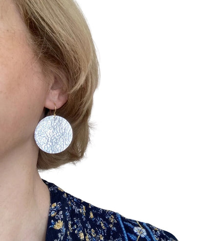 Large textured sterling silver earrings