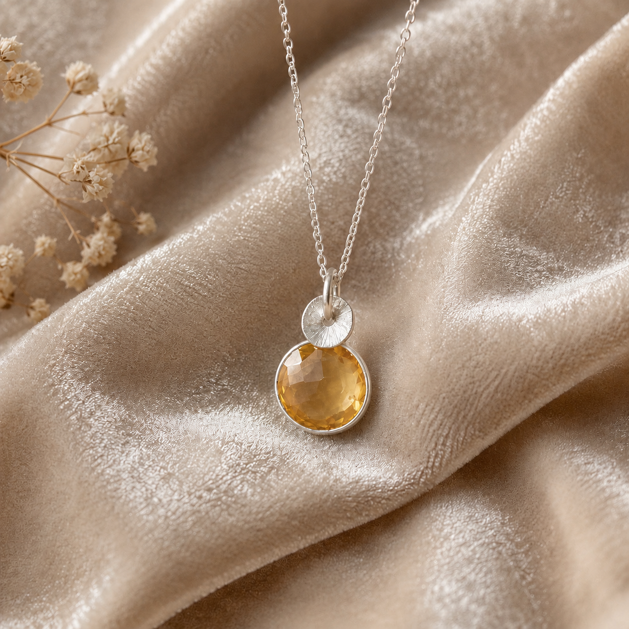 Citrine Sterling Silver Necklace
