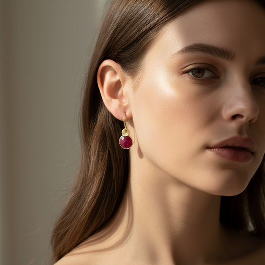 Ruby Earrings in 24k Gold Vermeil | July Birthstone Jewellery