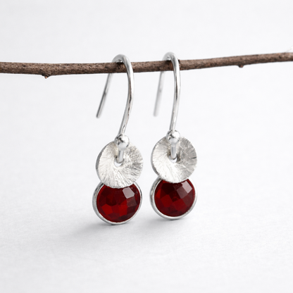 Sterling Silver Garnet Dangle Earrings