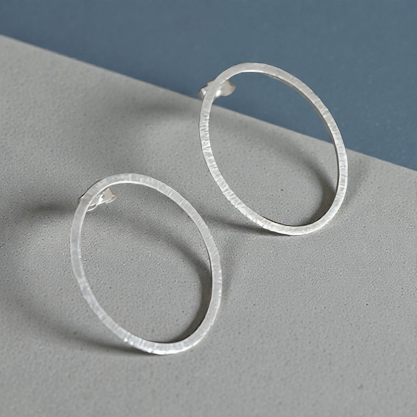 Sterling Silver Textured Oval Stud Earrings