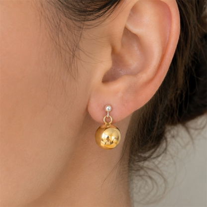 Two-Tone 24k Gold Vermeil Ball Drop Stud Earrings in Sterling Silver