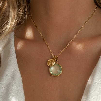 Green Amethyst Lotus Necklace | 24k Gold Vermeil | Sterling Silver