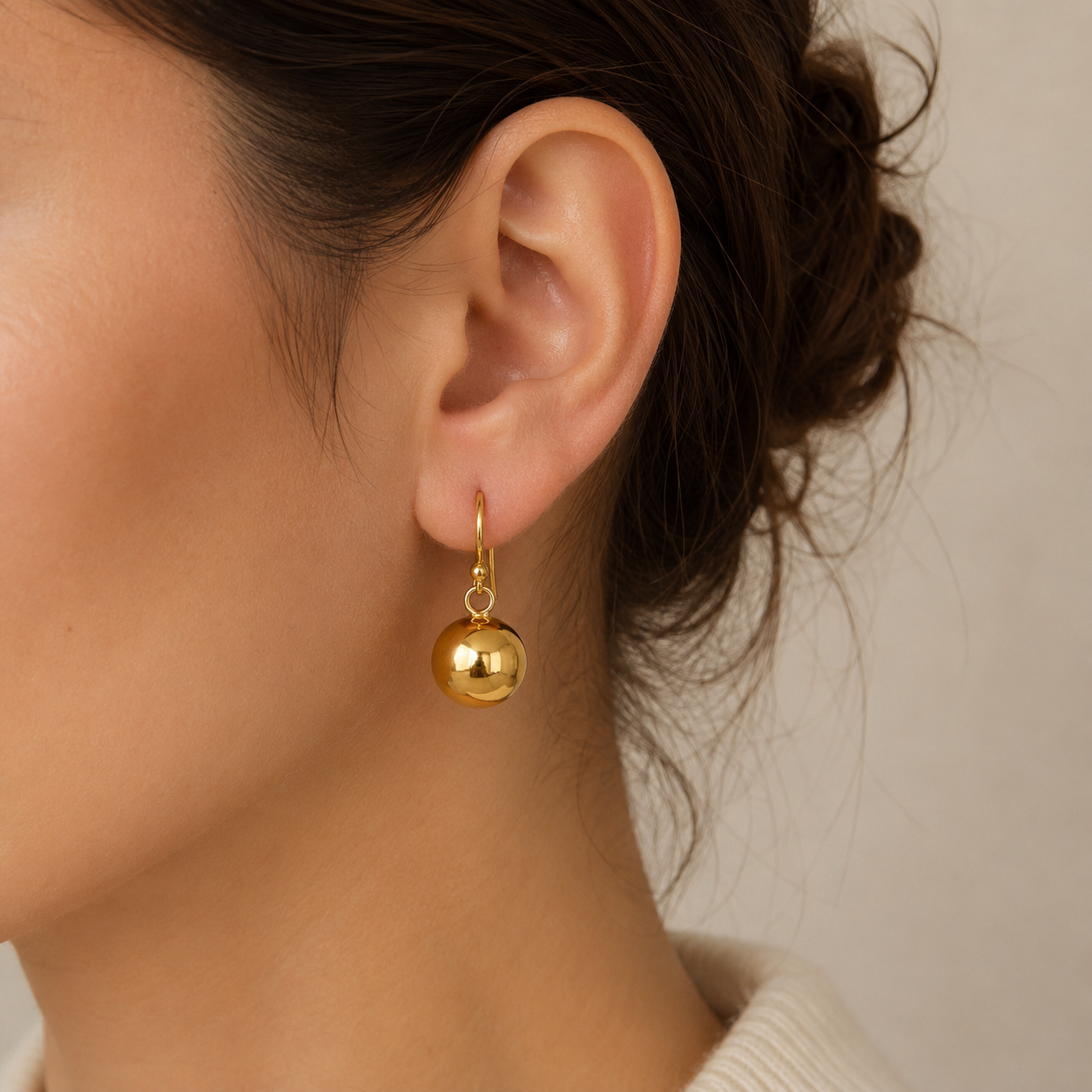 24k Gold Vermeil Ball Earrings | 10mm Dangle Earrings