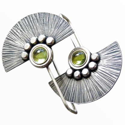 Peridot Sterling Silver Fan Earrings.