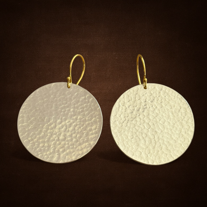 Large textured sterling silver earrings