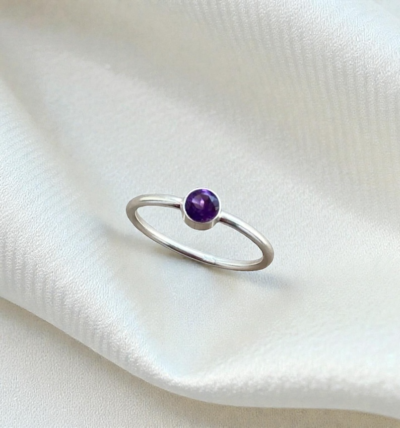 Handmade Sterling Silver Amethyst Ring: February Birthstone