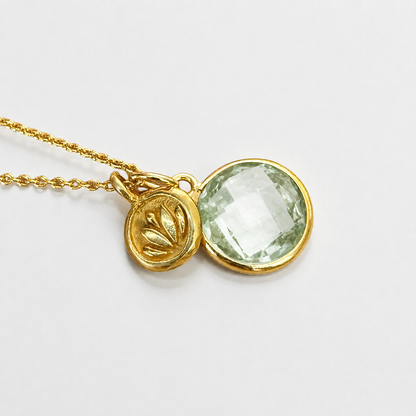 Green Amethyst Lotus Necklace | 24k Gold Vermeil | Sterling Silver