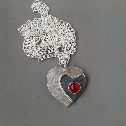 Carnelian sterling silver heart necklace.
