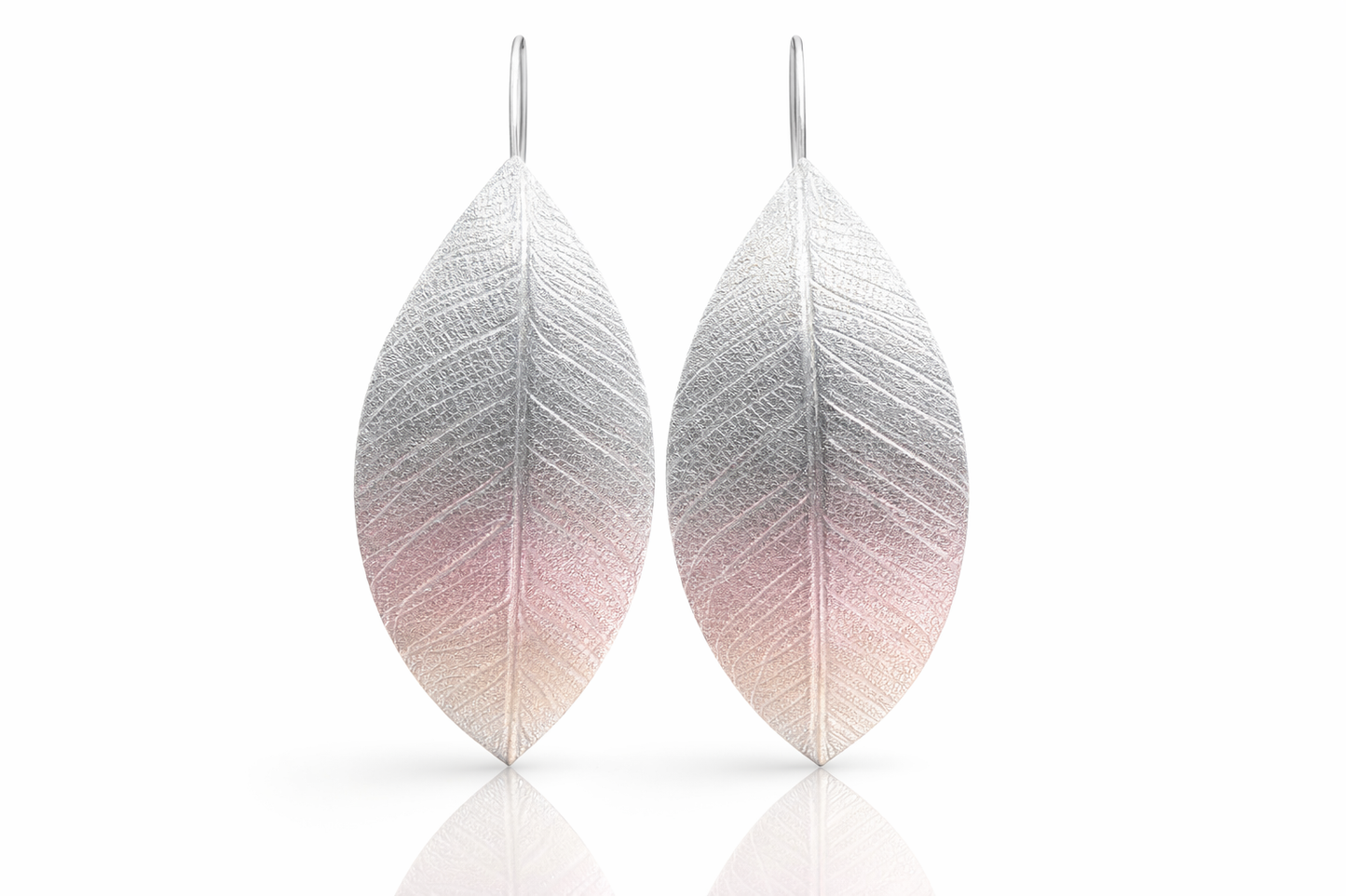 Large leaf sterling silver earrings.