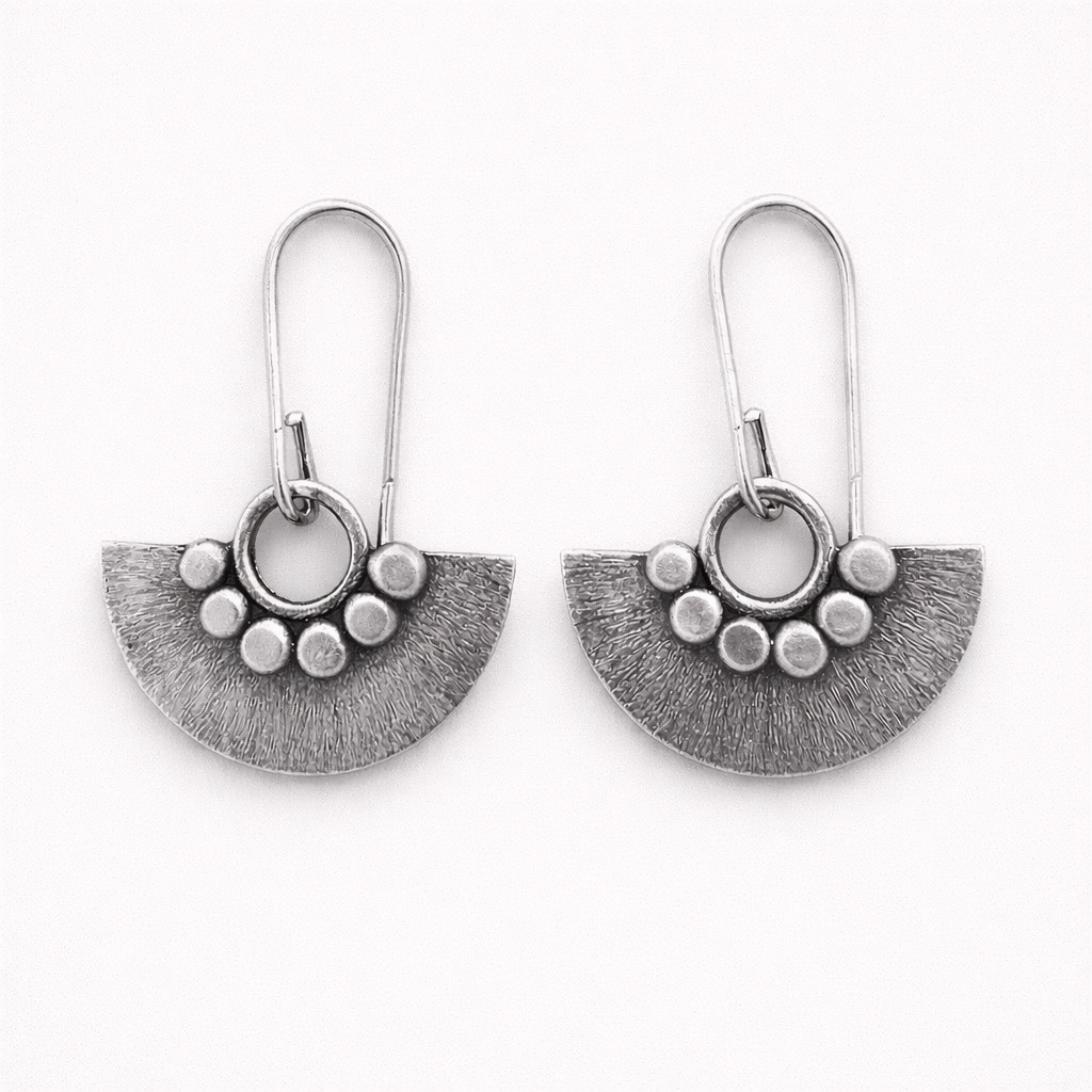 Sterling silver dangle fan earrings.