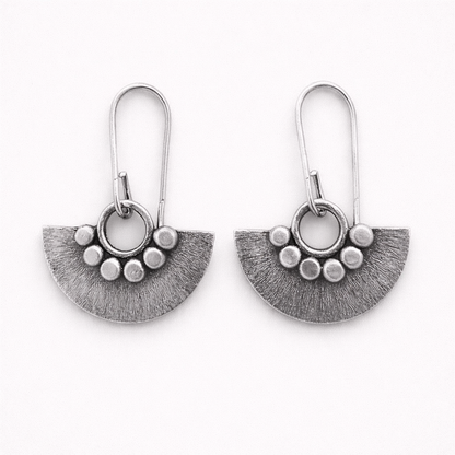 Sterling silver dangle fan earrings.