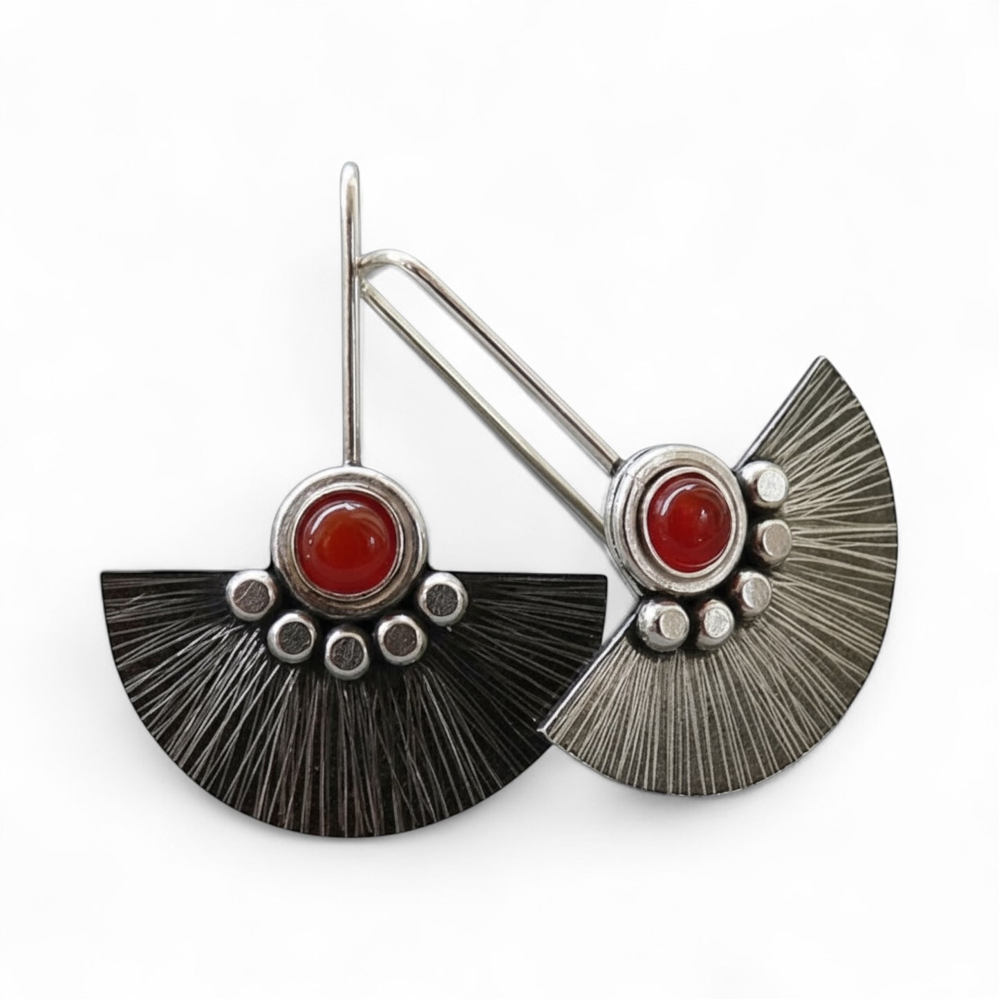 Carnelian sterling silver fan earrings.
