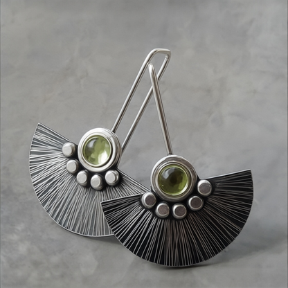 Peridot Sterling Silver Fan Earrings.