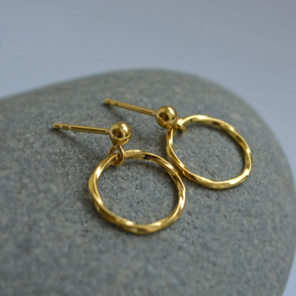 24k gold vermeil ball and circle stud earrings.