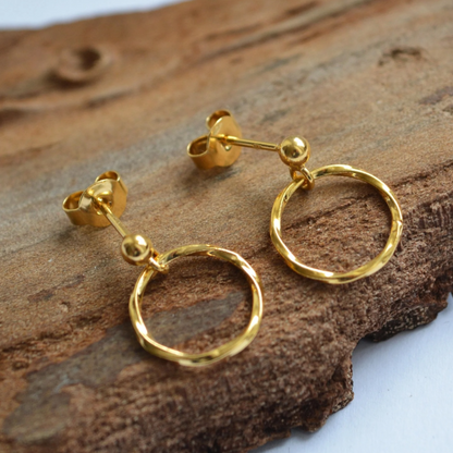 24k gold vermeil ball and circle stud earrings.
