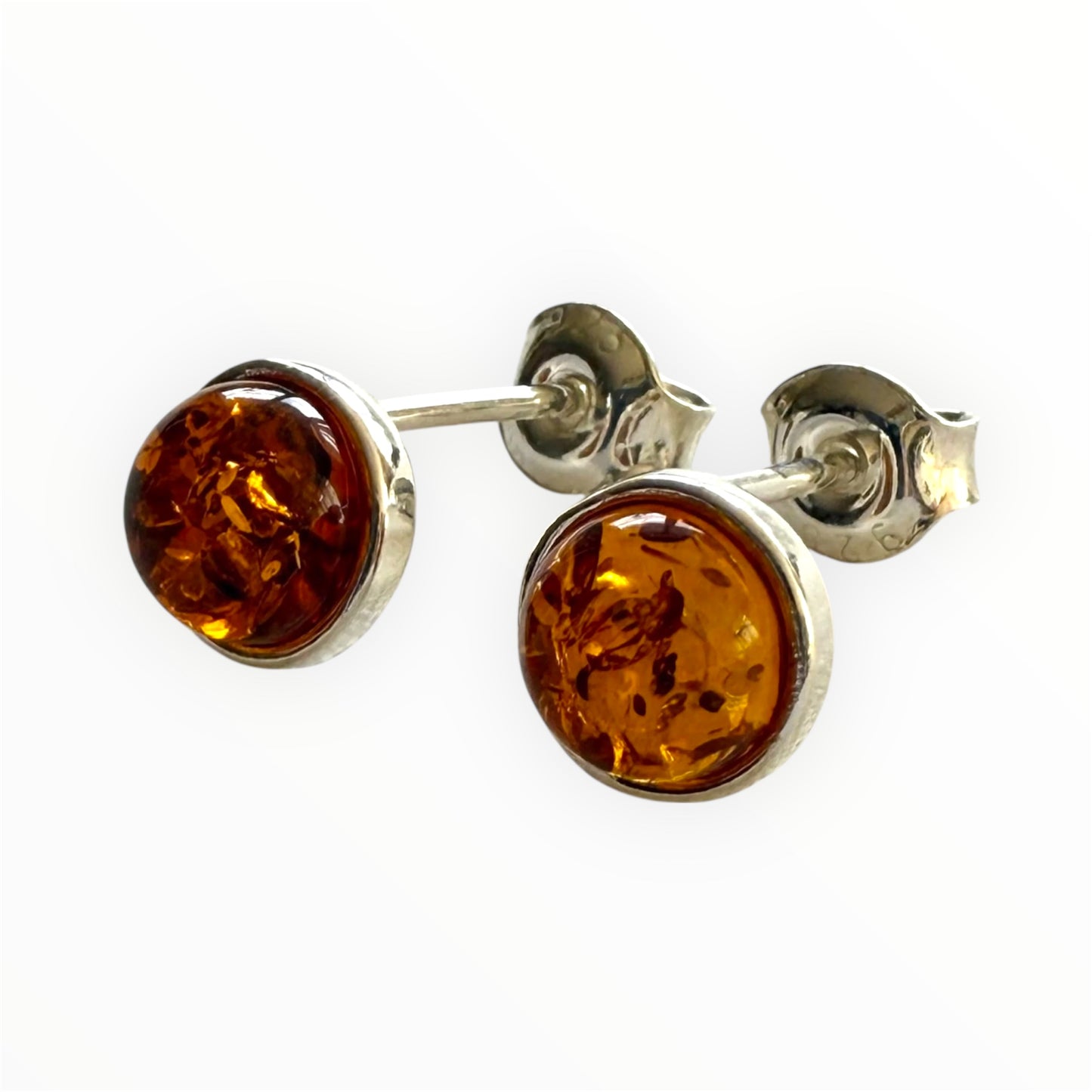 Baltic Amber and Sterling Silver Stud Earrings