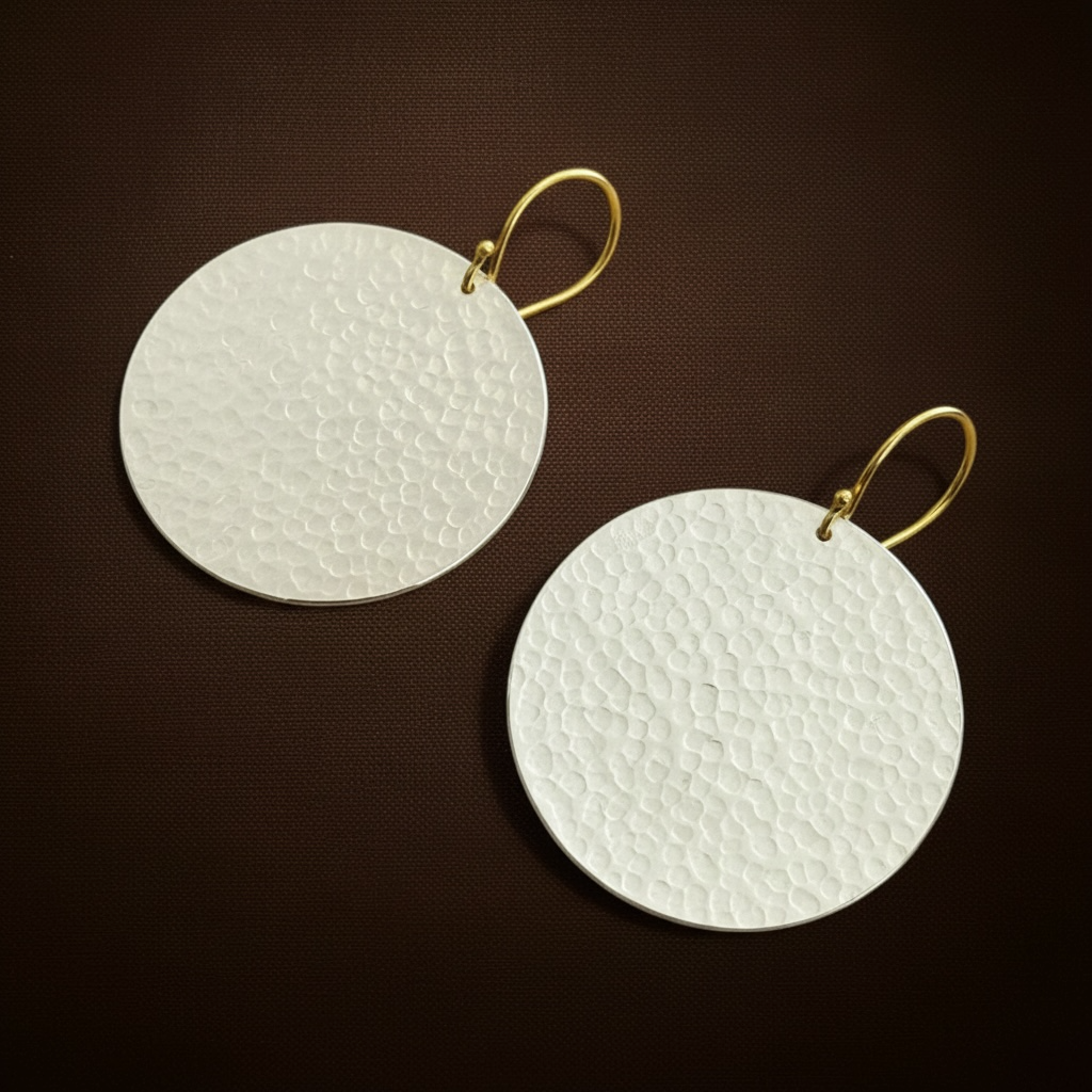 Large textured sterling silver earrings