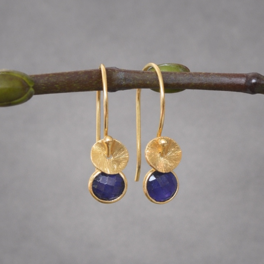 24k gold vermeil and sapphire earrings.