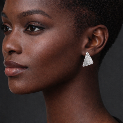 Triangle sterling silver stud earrings.