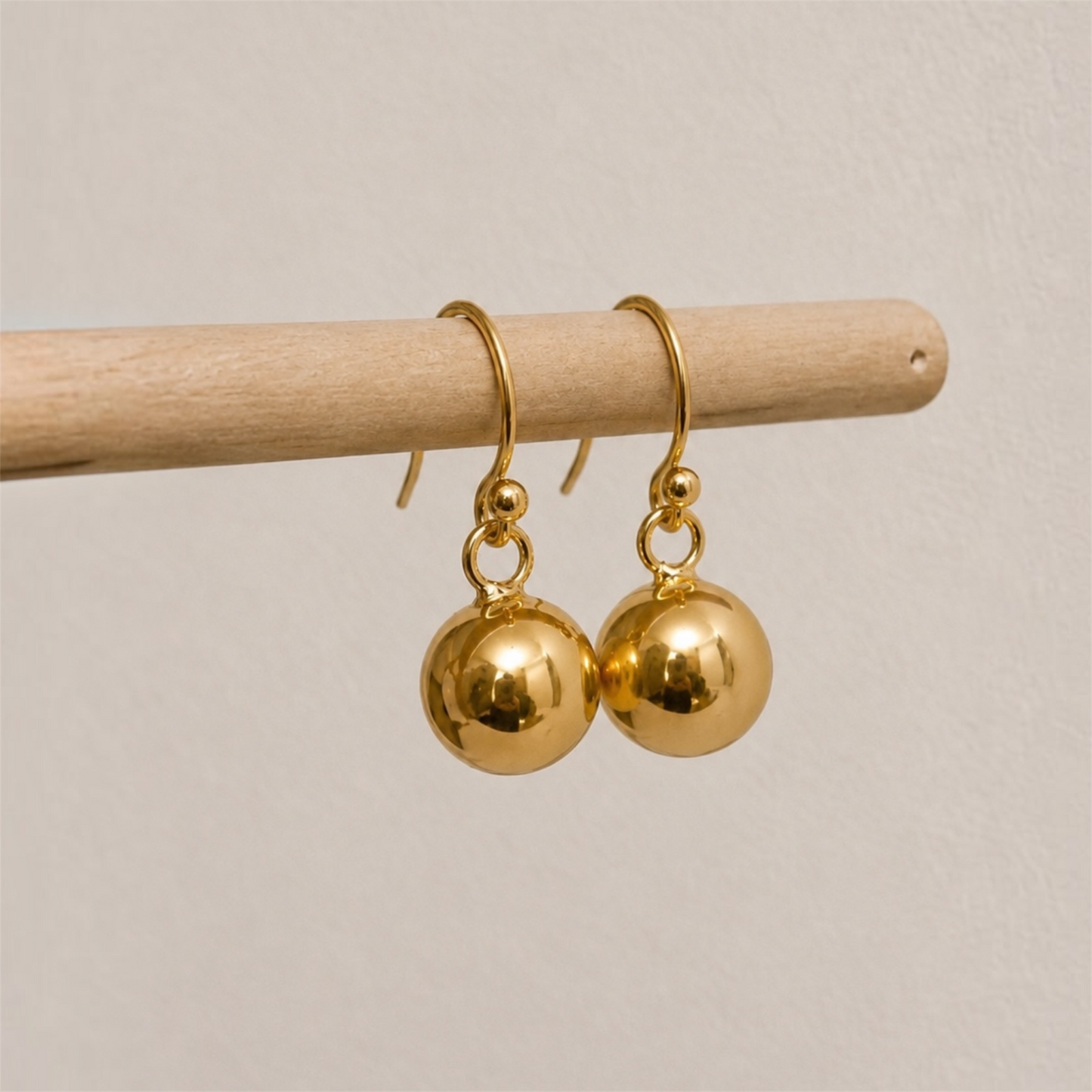 24k Gold Vermeil Ball Earrings | 10mm Dangle Earrings