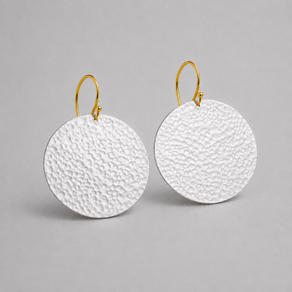 Large textured sterling silver earrings