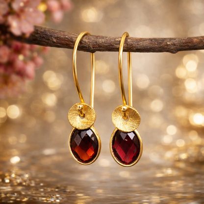 24k gold vermeil and garnet earrings.