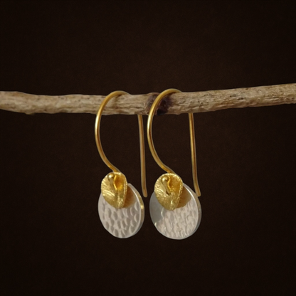 Two tone disc earrings