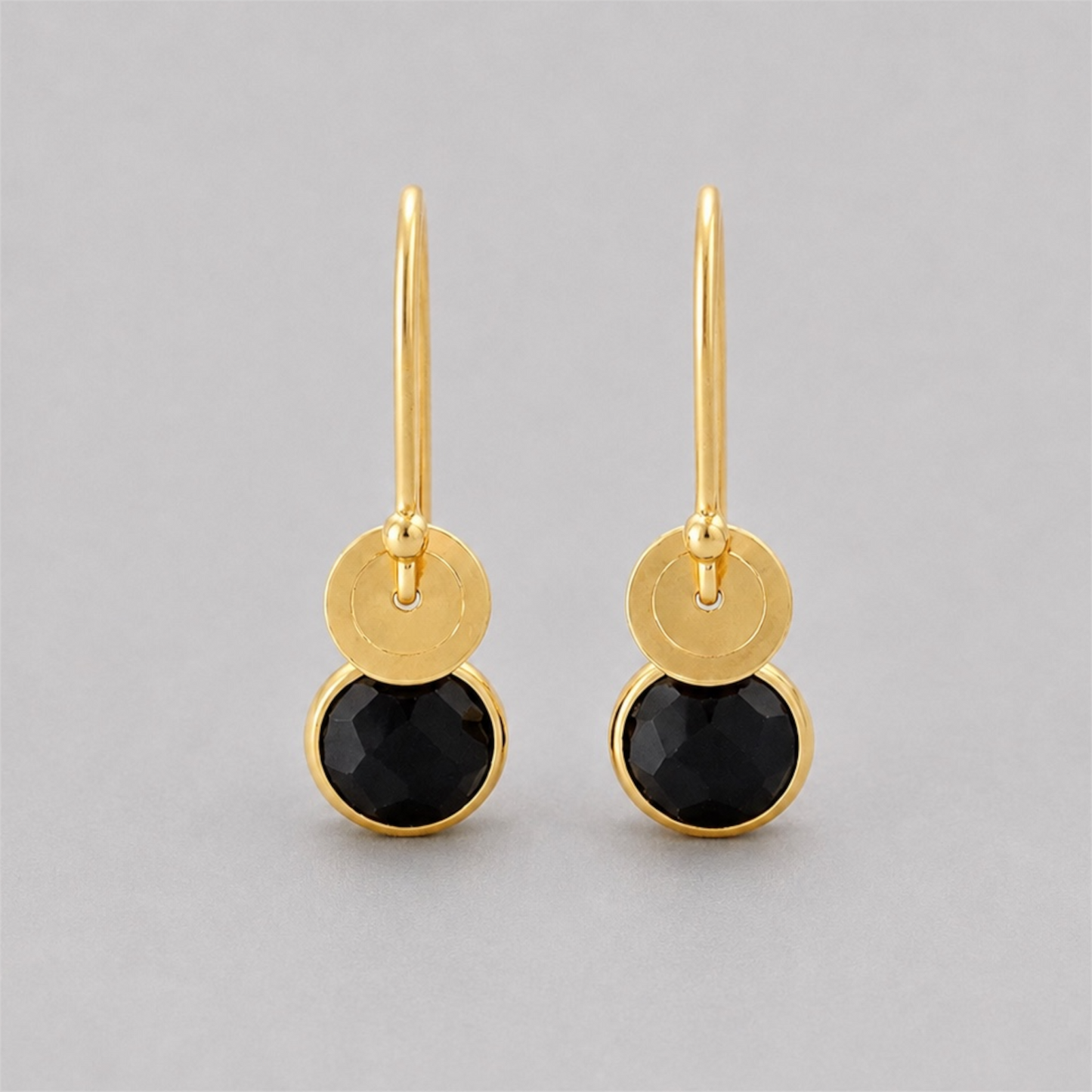Black onyx, 24k gold vermeil dangle earrings
