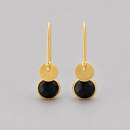 Black onyx, 24k gold vermeil dangle earrings