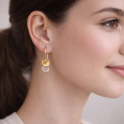 Rose quartz, 24k gold vermeil earrings.