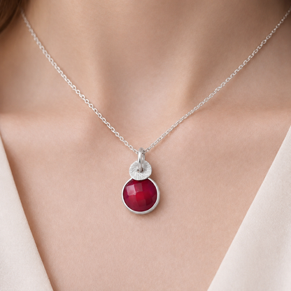 Sterling Silver Ruby Necklace.