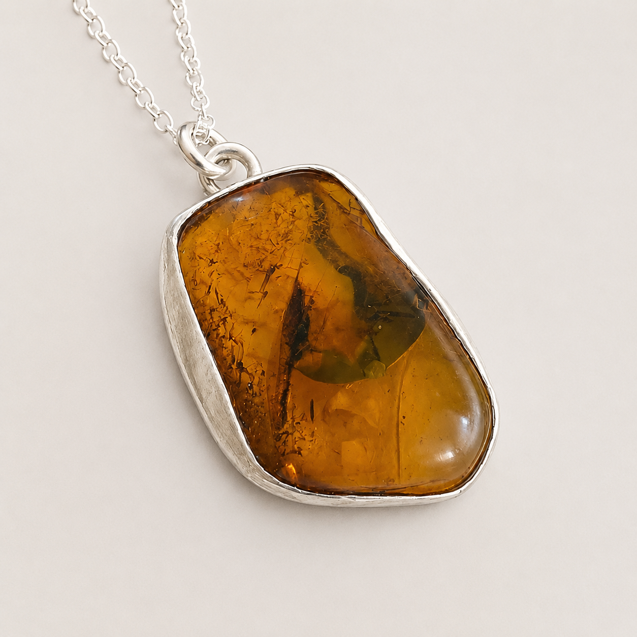 Natural Baltic Amber Sterling Silver Necklace