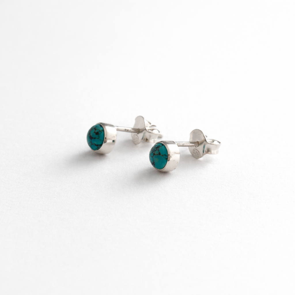 Turquoise Stud Earrings in 925 Sterling Silver