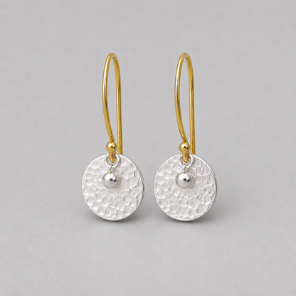 Gold vermeil, sterling silver disc and ball earrings.