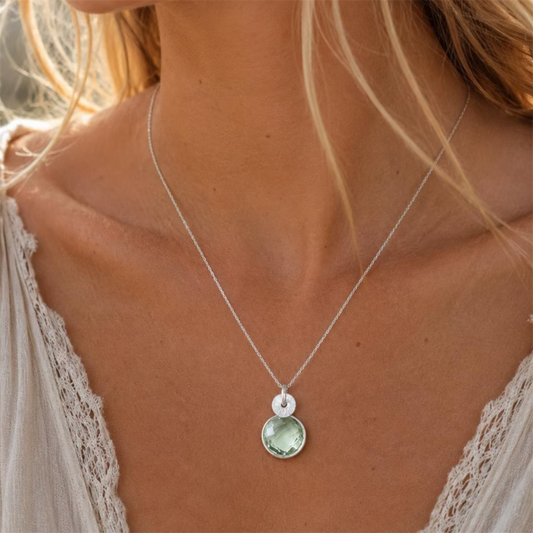 Green Amethyst Sterling Silver Necklace