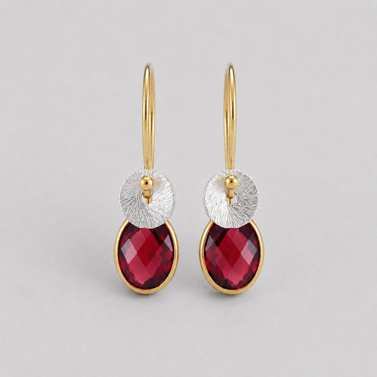 Garnet 24k gold vermeil, sterling silver earrings.