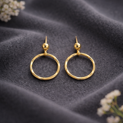 24k gold vermeil ball and circle stud earrings.